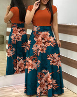 Plus size | Maxi dress Floral/Rust