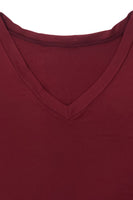 Plus Size V-Neck Slit Tee and Pants Set