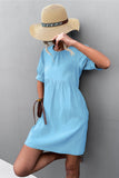 Short Puff Sleeve Round Neck Dress