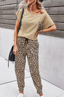 Leopard Pocket Top and Leopard Pants Lounge Set