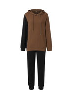 Two-Tone Side Zipper Hoodie and Joggers Set