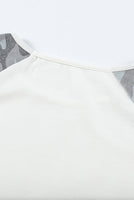 Camouflage and Stripe Print Raglan Top
