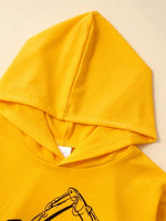 Graphic Hooded Top and Contrast Pants Set