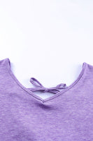 Full Size Tie-Back V-Neck Dropped Shoulder Top