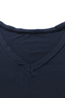 Plus Size V-Neck Slit Tee and Pants Set