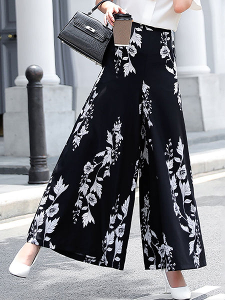 Floral Elastic Waist Culottes