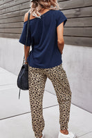 Leopard Pocket Top and Leopard Pants Lounge Set