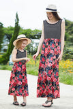 Women Striped Floral Spliced Dress