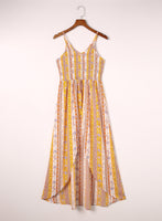 Smocked Printed V-Neck Cami