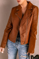 Ribbed Faux Leather Jacket