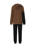 Two-Tone Side Zipper Hoodie and Joggers Set
