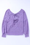 Full Size Tie-Back V-Neck Dropped Shoulder Top