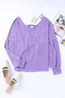Full Size Tie-Back V-Neck Dropped Shoulder Top