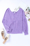 Full Size Tie-Back V-Neck Dropped Shoulder Top
