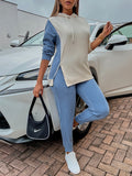 Two-Tone Side Zipper Hoodie and Joggers Set