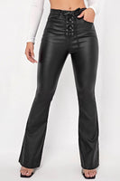 Lace-Up Flare Leg Pants with Pockets