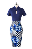 Round Neck Short Sleeve Pencil Dress