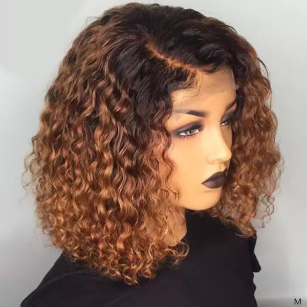 Lace Front | Short Brazilian Deep Curly Human Hair Lace Wig 1b/30