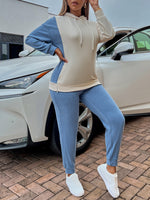 Two-Tone Side Zipper Hoodie and Joggers Set