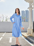 Long Sleeve Side Slit Midi Shirt Dresss