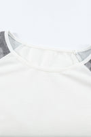 Camouflage and Stripe Print Raglan Top