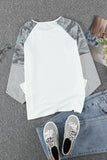 Camouflage and Stripe Print Raglan Top